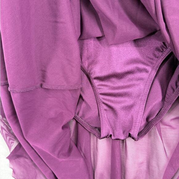 Weissman Purple Cap-Sleeve Leotard Dress With Mesh Skirt Large Child (LC) - Picture 7 of 7